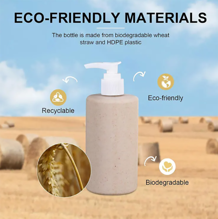 Eco Friendly Wheat Staw Environmental Material Series Durable and Stylish Lotion Bottle for Daily Use PB0008 - Image 2