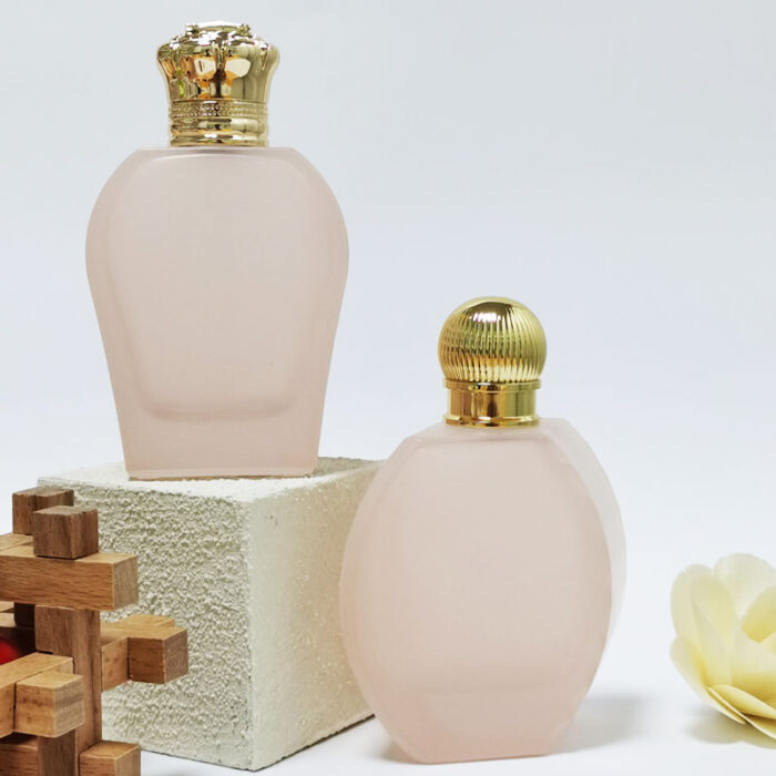 Custom Design Unique Luxury Perfume 100ml Frosted Peach Color Glass Bottle Refill Fancy Perfume Spray Bottle With Gold Cap GL8 - Image 5