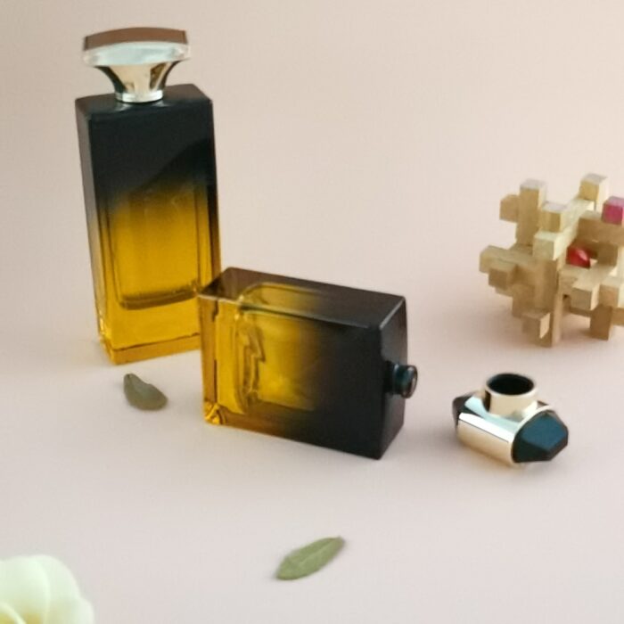 Custom Design Unique Luxury Perfume 100ml Polished Gradient Color Glass Bottle Refill Fancy Perfume Spray Bottle With Gold Cap - Image 2