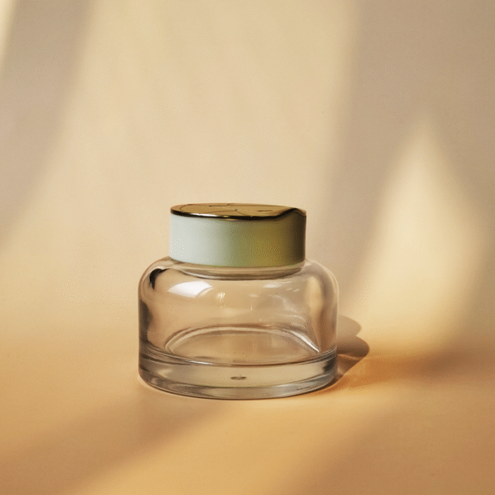 Glass Cosmetic Package Set Luxury Lotion Bottle and Cream Jar Set With Gold Tea Leaf Top Cap GS0086 - Image 4