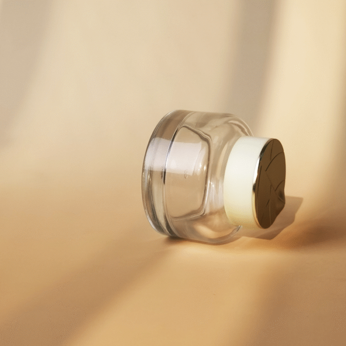 Glass Cosmetic Package Set Luxury Lotion Bottle and Cream Jar Set With Gold Tea Leaf Top Cap GS0086 - Image 5