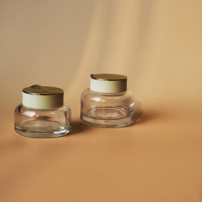 Glass Cosmetic Package Set Luxury Lotion Bottle and Cream Jar Set With Gold Tea Leaf Top Cap GS0086 - Image 6
