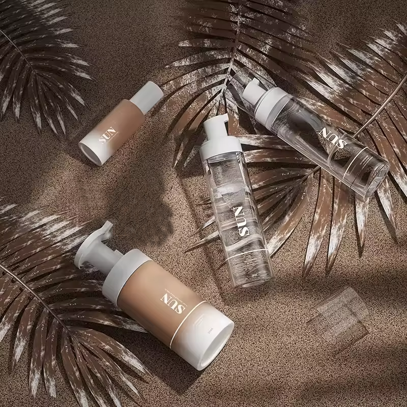 Custom Tanning Foaming Pump Bottles Mousse Skincare Clear PET Mousse Foam Pump Bottle FP0001