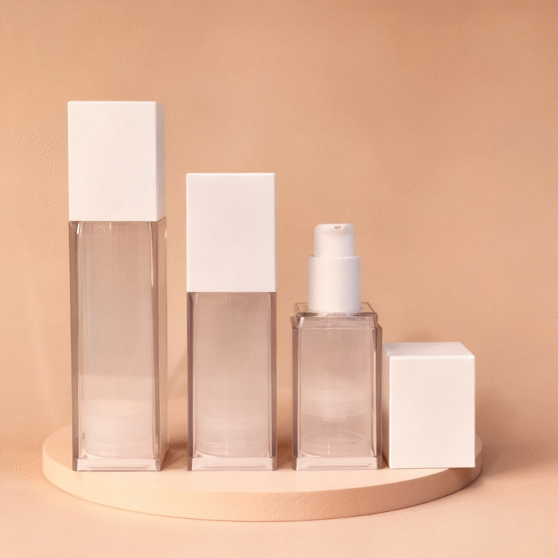 New Design Double Wall Square Shape Airless Pump Bottle AB0190