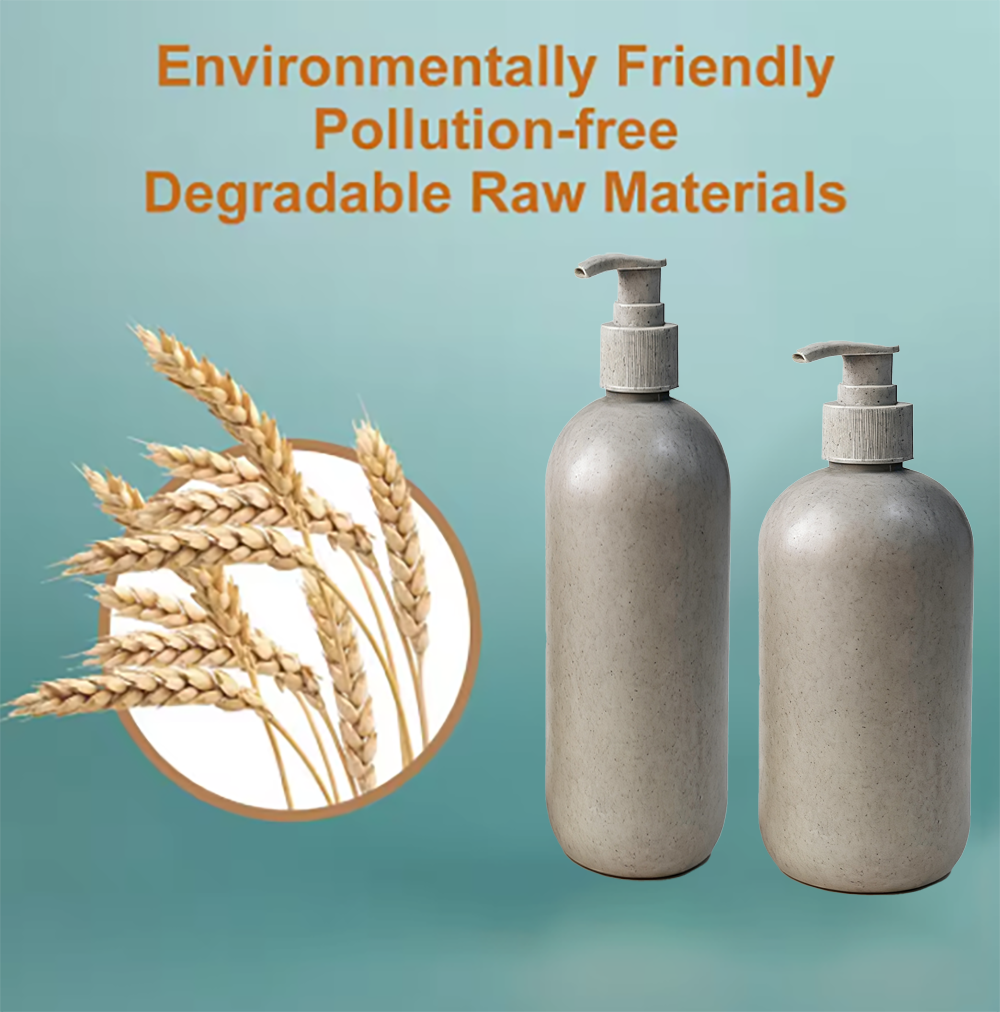 Environmental Wheat Straw Cosmetic Package Shampoo Bottle Lotion Bottle and Sprayer Bottle PB0218 - Image 2